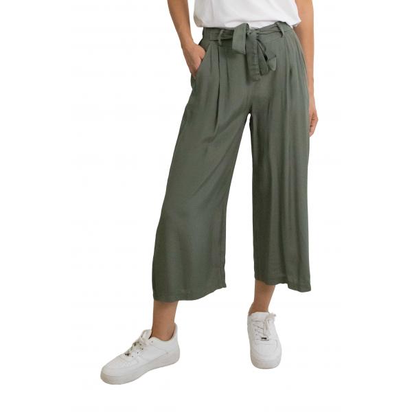 Pantalone cropped in viscosa con fascia  "Iris"